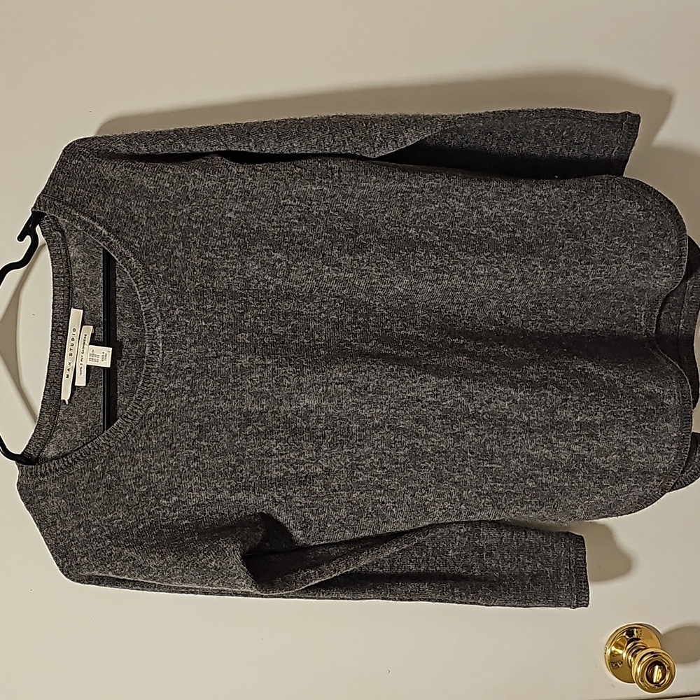 Max Studio 100% Cashmere Charcoal Tunic Sweater With Long Tail